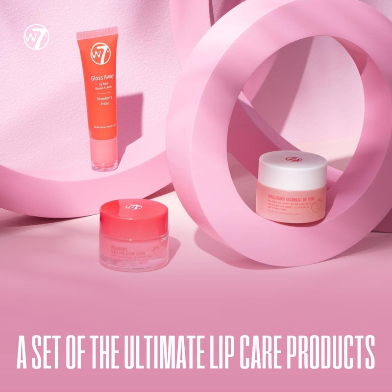 W7 Sweet Dreams Lip Care Gift Set - Overnight Mask, Balm & Scrub - Strawberry - Image 2