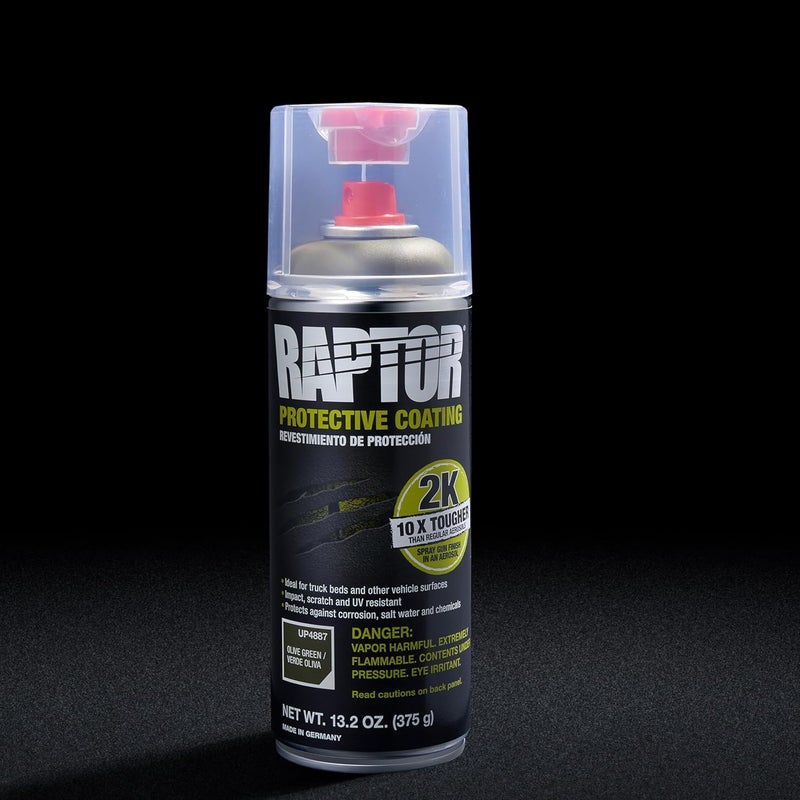 U-POl Raptor 2K Bedliner Aerosol - Protective Coating, Olive Green, 13.2 OZ - Image 3