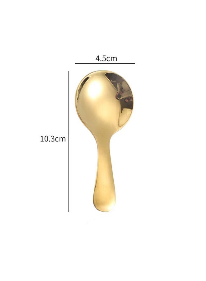 Stainless Steel Spoon Fork Creative Internet Celebrant Milk Powder Shell Spoon Short Handle Children's Spoon Fork Household Cake Dessert Spoon-Color:Golden Spoon - Image 1