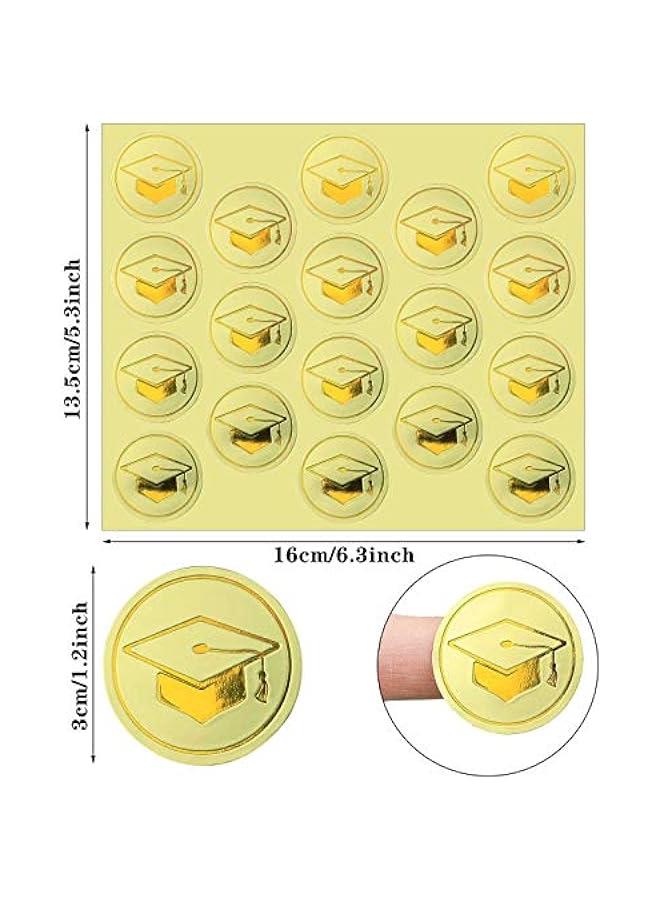 Arabest 360 Pcs Grad Metallic Sticker Graduation Cap Stickers Gold Foil Seals 1.18 Inch Graduation Hat Decals for Graduation Envelopes Diplomas Certificates School (Grad Style)  - Image 3