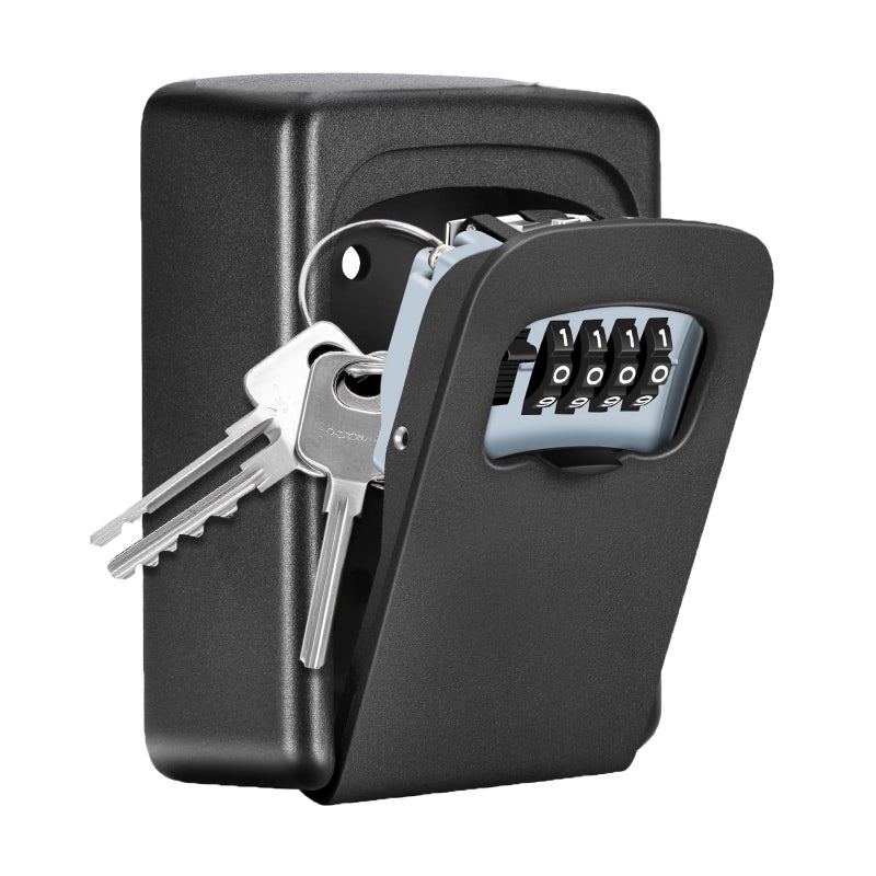 Fayleeko Key Lock Box Wall Mounted, 4 Digit Combination Lockbox for Outside, House Keys - 5 Keys Capacity, Key Safe Security Storage Lock Box for Indoor, Outdoor, Garage, Garden, Store (Black, 1Pack) - Image 5