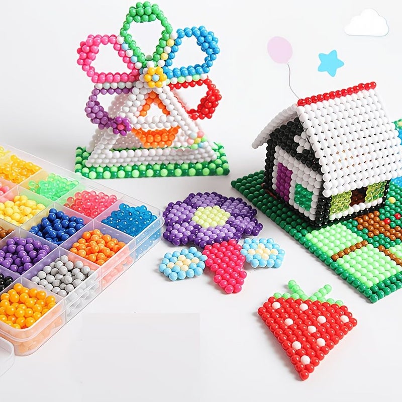 1400 Pieces Per Box 15 Color Water Sticky Beads Set 5mm Fuse Beads Kit With Storage Box And Tools Creative Refill Art Crafts No Glue - Image 5