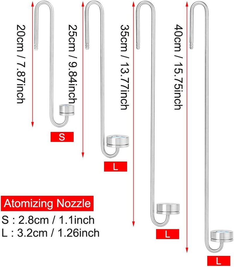 klarako CO2 Diffuser, Stainless Steel U-Shape Carbon Dioxide Atomiser +Small Atomizing Nozzle Aquarium Supply Accessories for Aquarium Plants Fish Tank(7.9" Diffuser) - Image 5