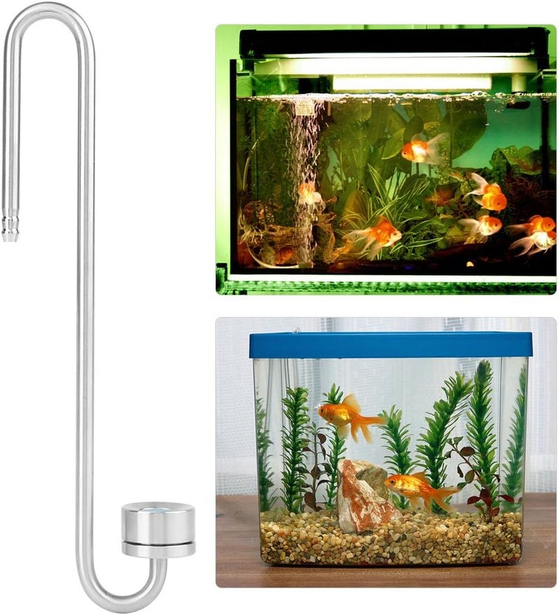 klarako CO2 Diffuser, Stainless Steel U-Shape Carbon Dioxide Atomiser +Small Atomizing Nozzle Aquarium Supply Accessories for Aquarium Plants Fish Tank(7.9" Diffuser) - Image 3