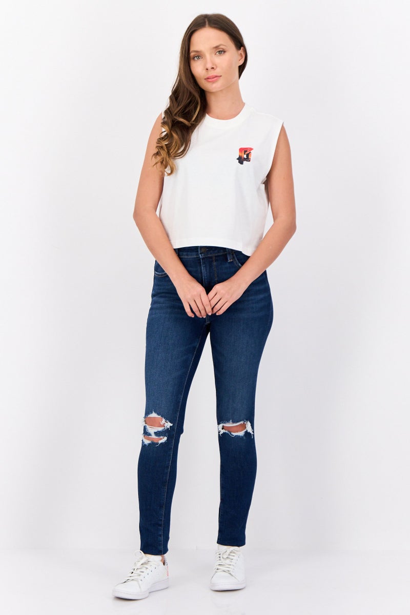 ESPRIT Women Crew Neck Graphic Print Tank Top, White - Image 3