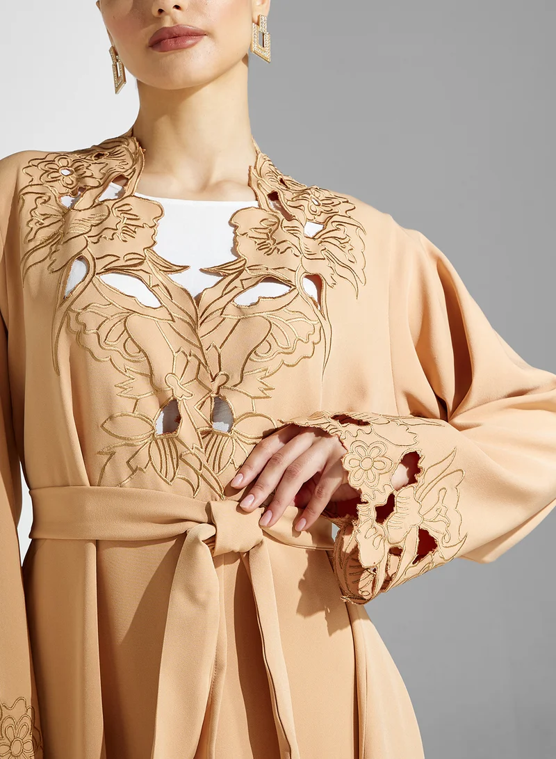 hayas closet Lace Cutwork detail Abaya