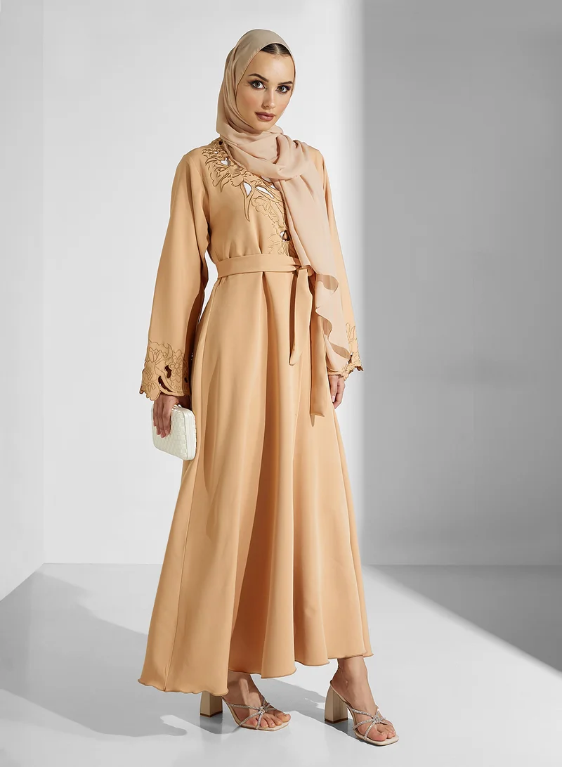 hayas closet Lace Cutwork detail Abaya