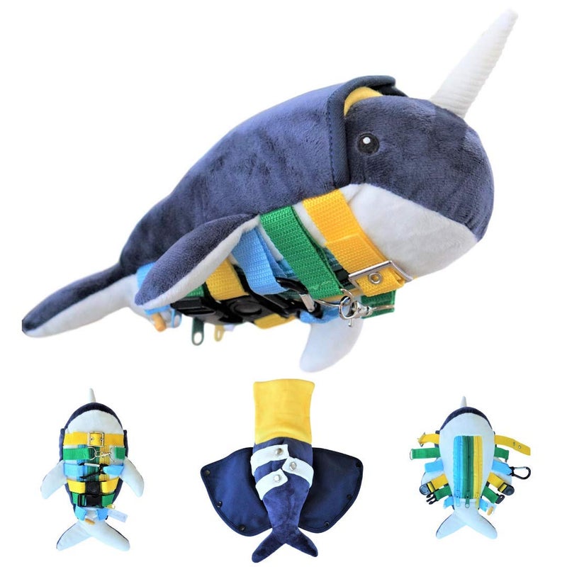 SENSORY4U Buckle Pillow Narwhal â€“ Sensory Motor Aid for Fine Motor Skills, Hand-Eye Coordination & Pediatric Occupational Therapy Support - Image 1