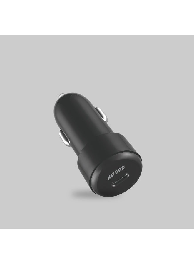 ERD **شاحن سيارة ERD USB-C بقدرة 25 واط، منفذ واحد، شحن سريع، أسود (لـ iPhone 15 / Samsung / iPad)** - Image 2