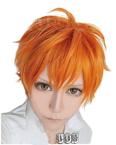 mainlead Short Layered Orange Cosplay Halloween Wig - Image 1