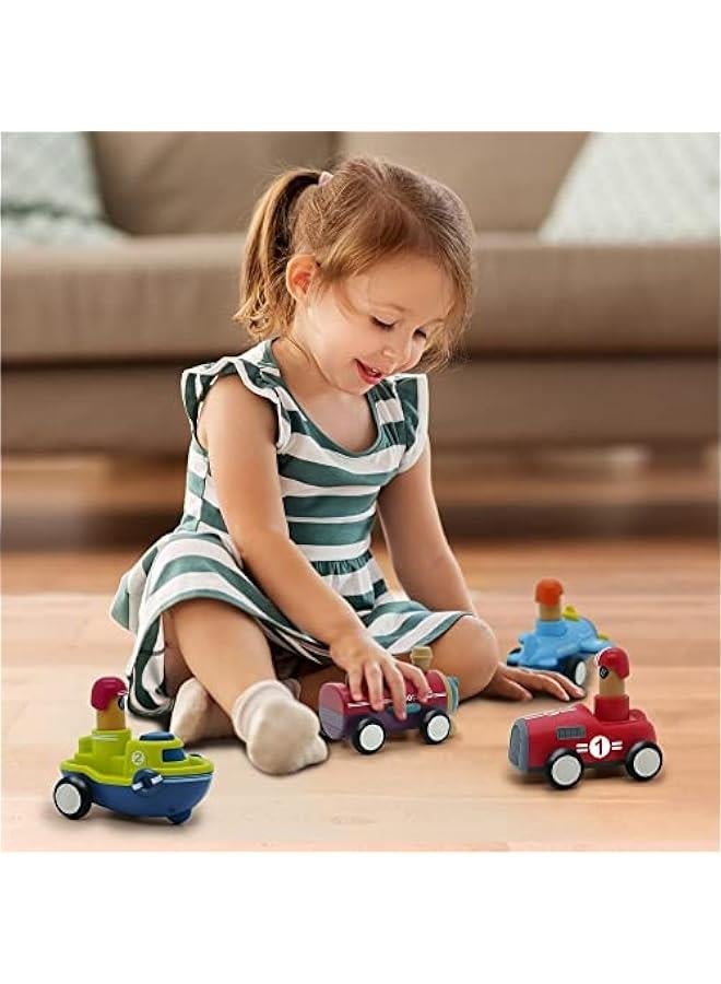 Toy Cars for Toddlers 1 2 3 4 Years Old Boy Girl, 4 Pcs Pull Back Cars for 18+ Months Baby Infant Gift, Kids Trucks Push and Go Back Friction Powered Vehicles (Transport) - Image 5