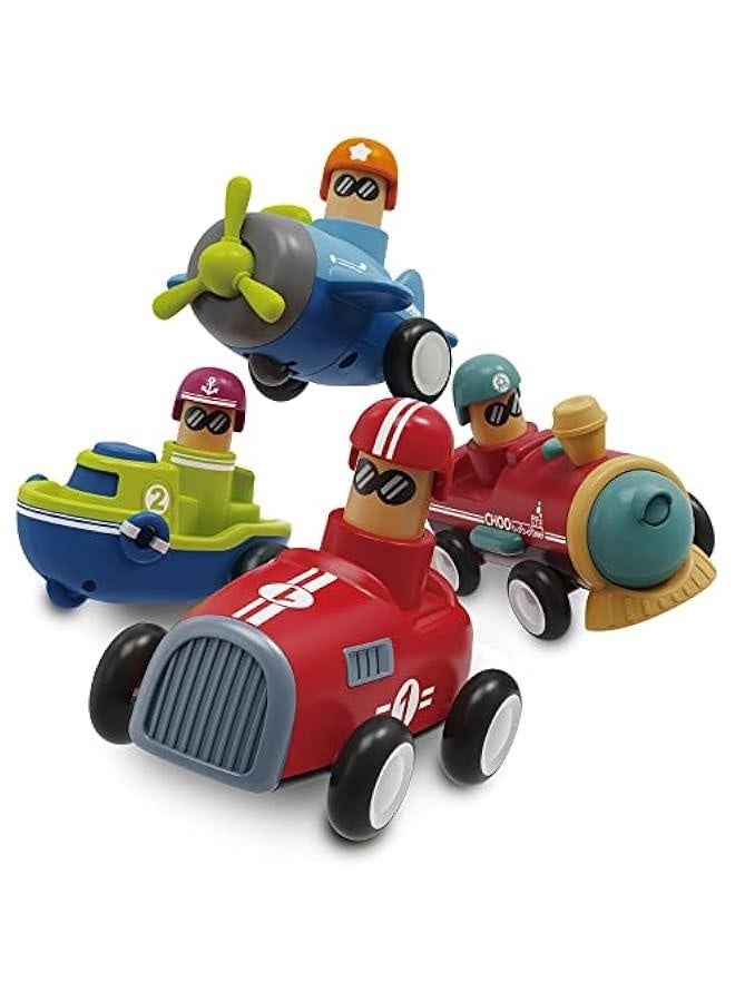 Toy Cars for Toddlers 1 2 3 4 Years Old Boy Girl, 4 Pcs Pull Back Cars for 18+ Months Baby Infant Gift, Kids Trucks Push and Go Back Friction Powered Vehicles (Transport) - Image 1