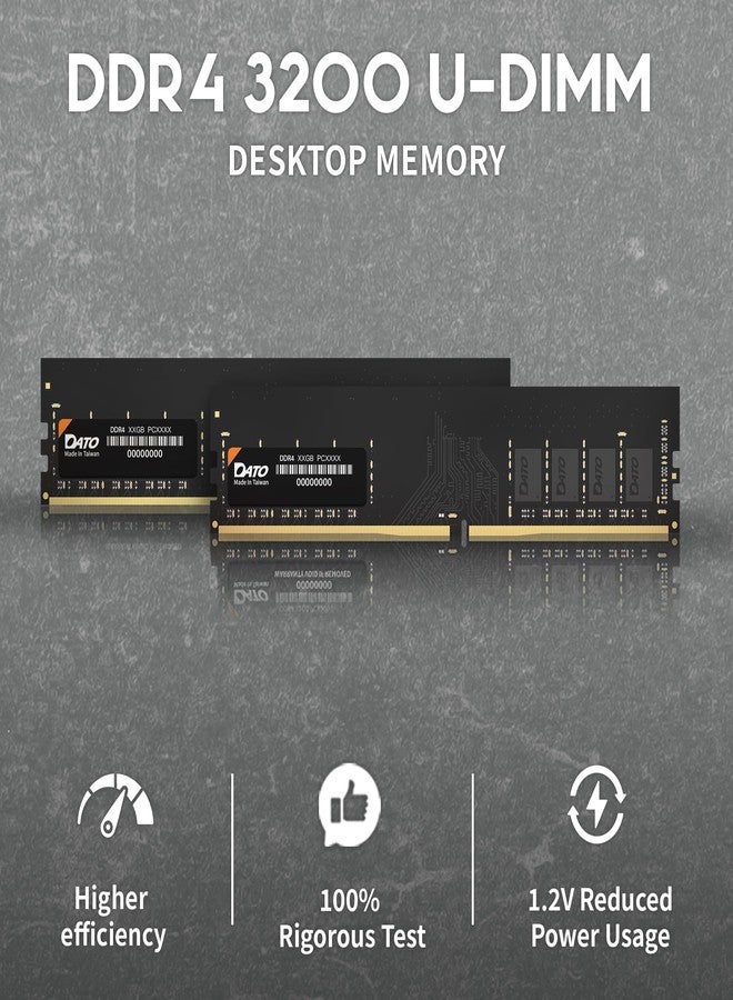 DATO DDR4 RAM 8GB 3200MHz, PC4-25600 CL22 1.2V 288-Pin Non-ECC unbuffered dimm, Desktop Memory Module - Image 2