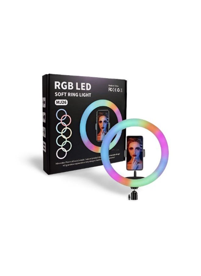 SHOPI - 10.2" MJ26 RGB LED Soft Ring Light, RGB Flash Ring Light for Camera Smartphone YouTube Video Shooting and Makeup, Light for tiktok,Musically,vigo and Many More (Without Tripod) - Image 1