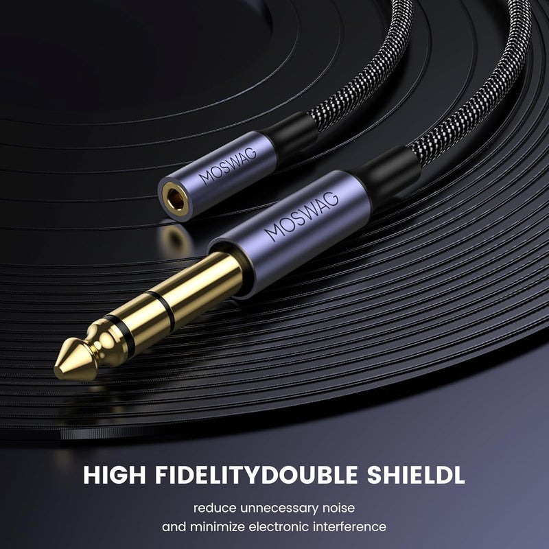 MOSWAG 6.35mm (1/4 inch) to 3.5mm (1/8 inch) Headphone Jack Adapter 10FT/3Meter 1/8 Female to 1/4 Male Extension Cable 3.5 to 6.35 for Mixer Guitar Piano Amplifier Speaker and More - Image 5