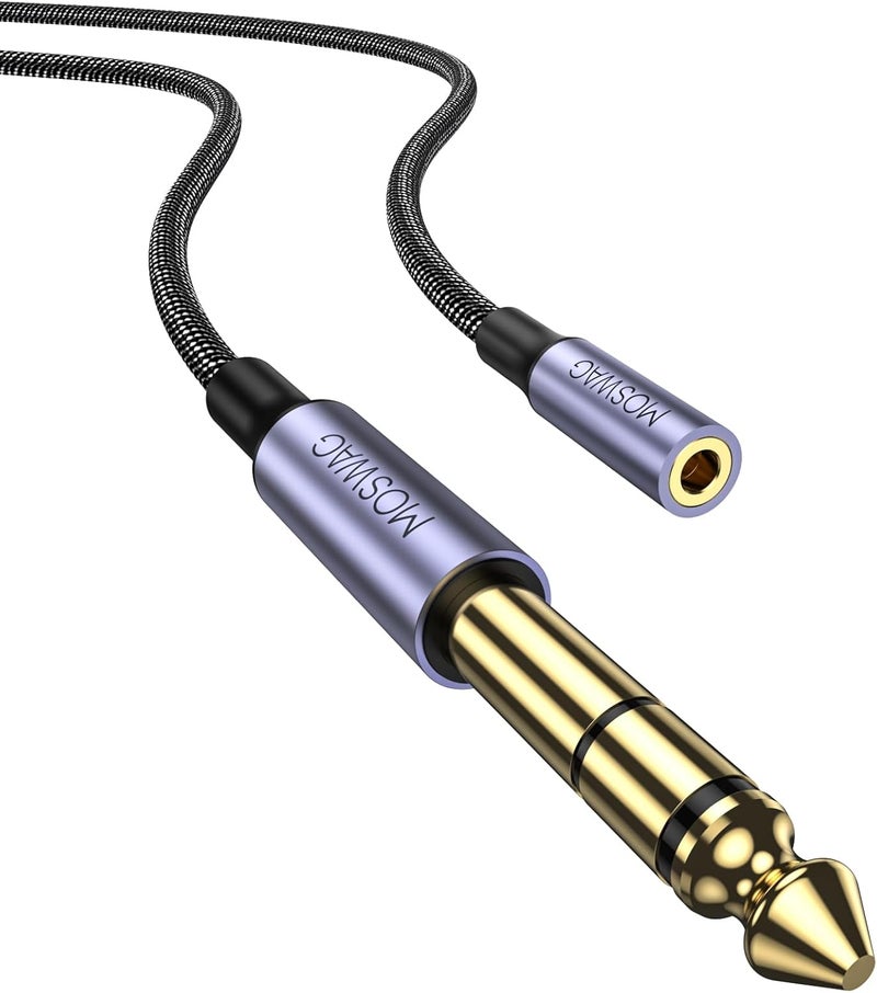 MOSWAG 6.35mm (1/4 inch) to 3.5mm (1/8 inch) Headphone Jack Adapter 10FT/3Meter 1/8 Female to 1/4 Male Extension Cable 3.5 to 6.35 for Mixer Guitar Piano Amplifier Speaker and More - Image 1