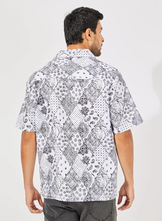 Styli Bandana Print Resort Collar Relaxed Fit Shirt