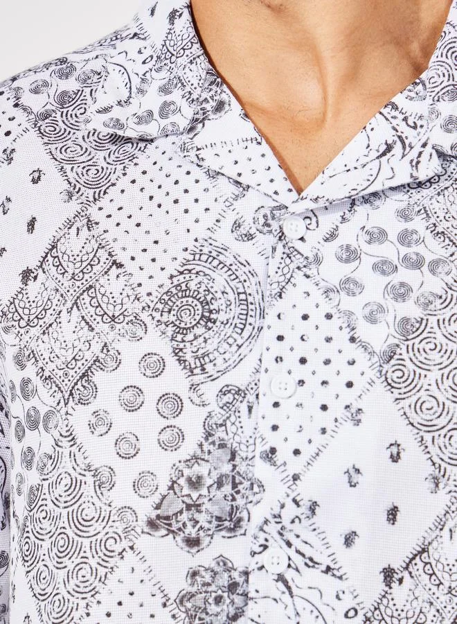 Styli Bandana Print Resort Collar Relaxed Fit Shirt