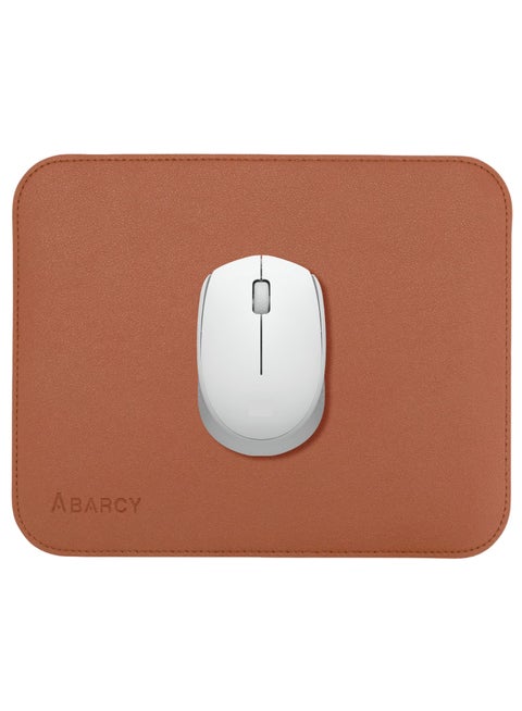 Leather Mouse Pad - Small, 25x20 cm (9.84 x 7.87 inch), Waterproof, Non-Slip, Stitched Edges, Multi-Use, Gaming & Office, Portable, Smooth Movement - Brown