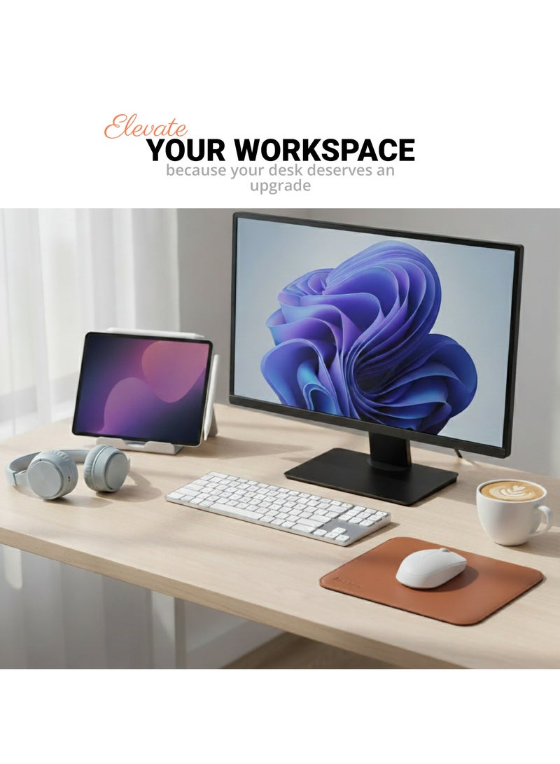 أبارسي ماوس باد جلدية - صغيرة، 25×20 سم (9.84 × 7.87 بوصة)، مقاومة للماء، غير قابلة للانزلاق، بحواف مُخيطة، متعددة الاستخدامات، للألعاب والمكتب، خفيفة وسهلة الحمل، حركة سلسة - باللون البني - Image 3