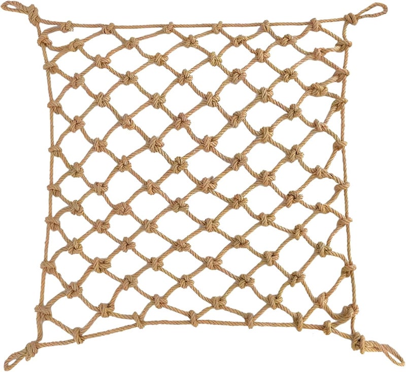 BIGTREE Heavy Duty Jute Rope Tear-resistant Sisal Rope Mesh Twine Netting Wall Children Pets Container Protection Net Safety Netting For Balcony Stairs Scenic Railings Garden Bar Decoration 1x2m - Image 1