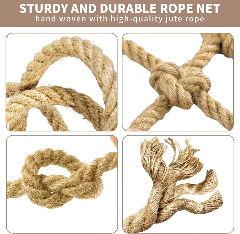 BIGTREE Heavy Duty Jute Rope Tear-resistant Sisal Rope Mesh Twine Netting Wall Children Pets Container Protection Net Safety Netting For Balcony Stairs Scenic Railings Garden Bar Decoration 1x2m - Image 4