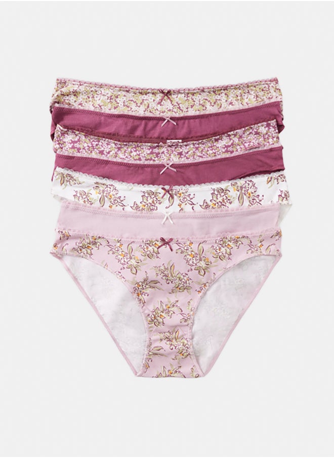 women'secret Pack Of 7 Classic Plain And Printed Cotton Panties  - Image 1