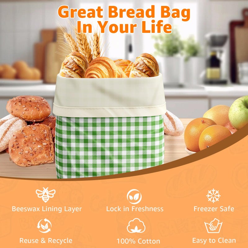 GCTGCT Large Beeswax Bread Bags for Sourdough, 13" W x 17" H Reusable Cotton Material, Ideal for Sourdough Bread Storage to Keep Fresh Lock Moisture Bread Boxes (2 Pack) - Image 5