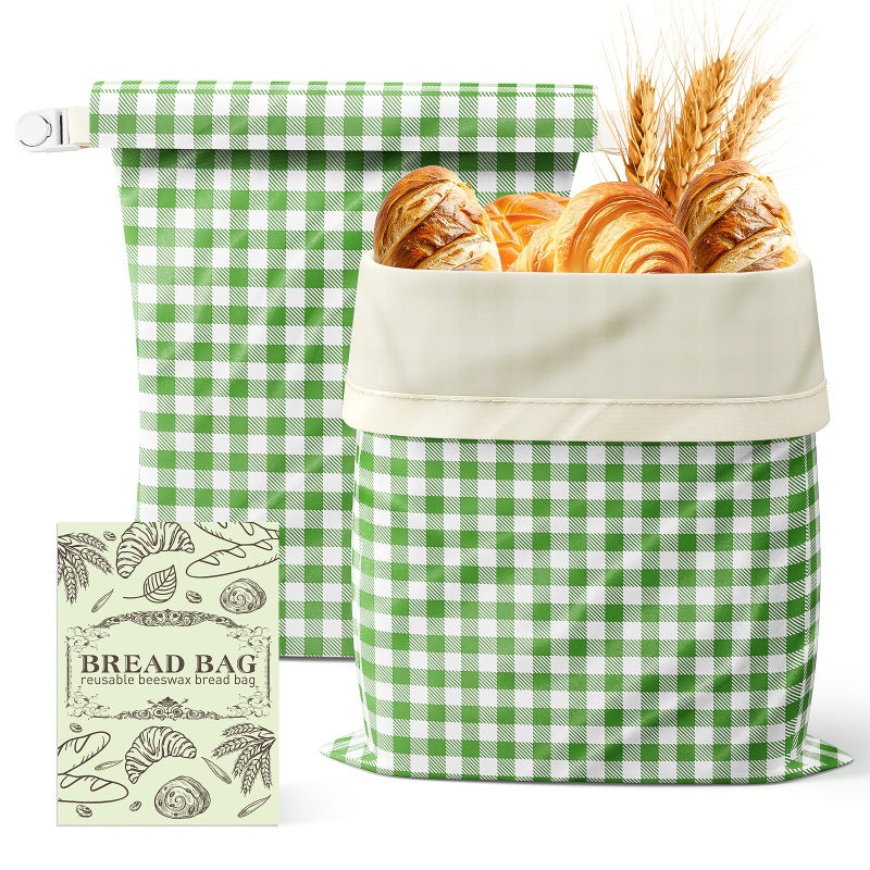 GCTGCT Large Beeswax Bread Bags for Sourdough, 13" W x 17" H Reusable Cotton Material, Ideal for Sourdough Bread Storage to Keep Fresh Lock Moisture Bread Boxes (2 Pack) - Image 1