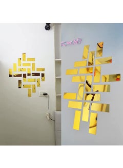 GVIBE GVIBE 20 Rectangle Mirror Stickers for Wall Acrylic Mirror Wall Decor Sticker Wall Stickers for Home Hall Livingroom Bedroom Kitchen Golden SelfAdhesive 15x6 cm 