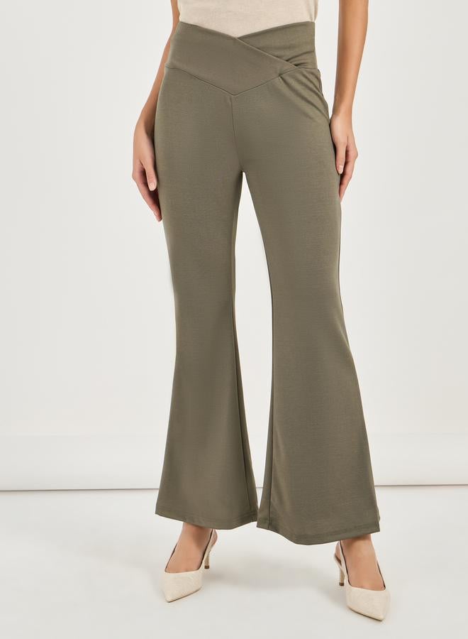 Styli Criss-Cross Waistband Detail High Rise Flared Pants  - Image 2