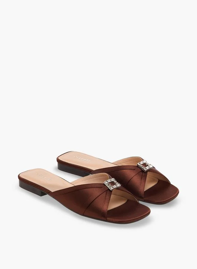 سيليست Women Embellished Satin Slip-On Sandals