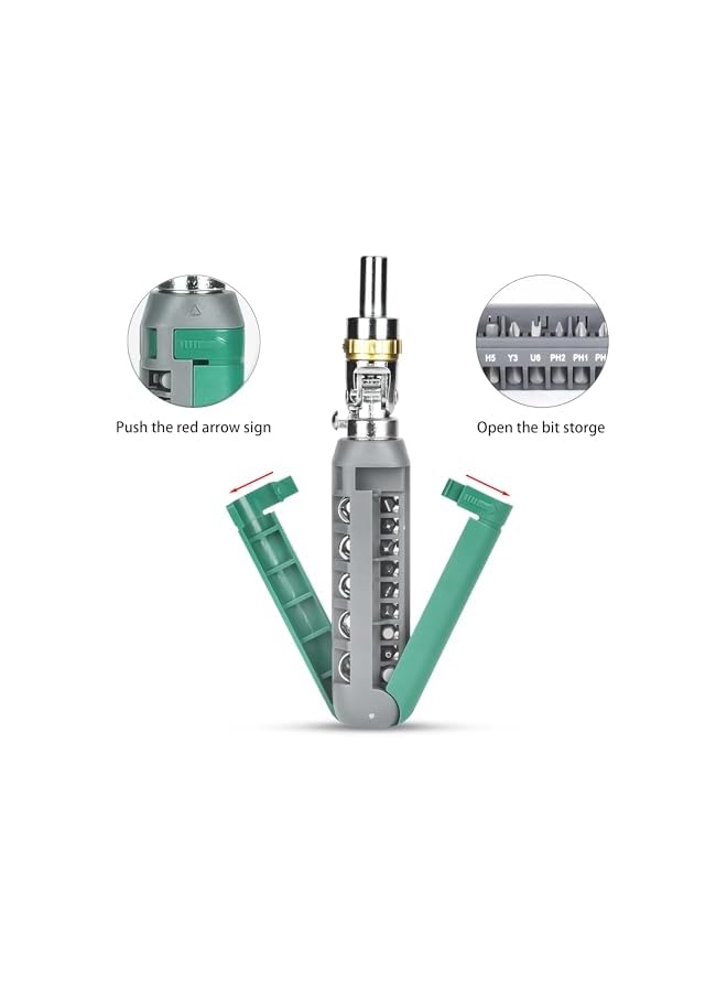 PROMASS promass Ratcheting screwdriver set Tool Kit 14-in-1 Screw Driver Set Kit Multi Screwdriver with Magnetic Tip, 180° Adjustable Angle Phillips/Flathead/Torx/Square/Hex Screwdriver Set Repair Tool  - Image 4