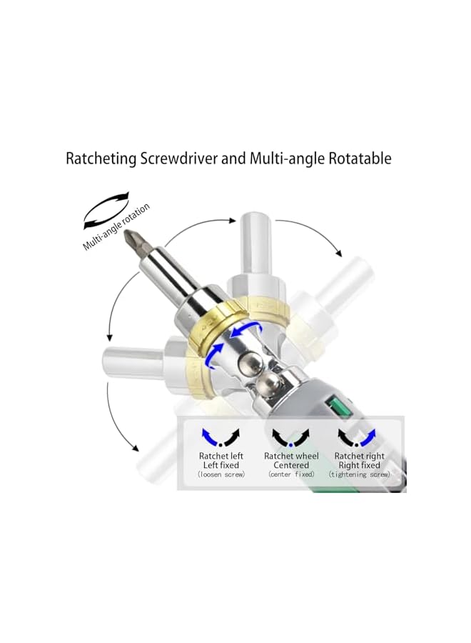 PROMASS promass Ratcheting screwdriver set Tool Kit 14-in-1 Screw Driver Set Kit Multi Screwdriver with Magnetic Tip, 180° Adjustable Angle Phillips/Flathead/Torx/Square/Hex Screwdriver Set Repair Tool  - Image 3