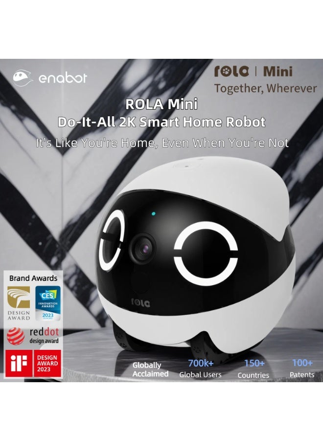 Enabot Enabot EBO ROLA Mini 2K Robot Pet Camera: Mobile Robot Pet Camera with App, Touch Call, 2-Way Audio, IR Night Vision, Motion and Video Detector  - Image 1