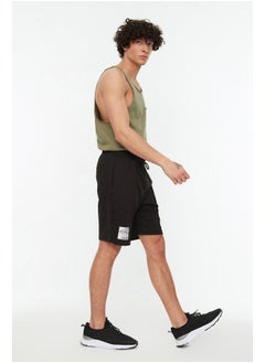 trendyol Black Regular/Regular Fit Medium Size Elastic Waist Laced Stitched Printed Shorts TMNSS21SR0212  - Image 2