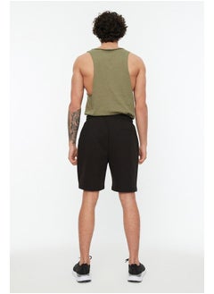 trendyol Black Regular/Regular Fit Medium Size Elastic Waist Laced Stitched Printed Shorts TMNSS21SR0212  - Image 5