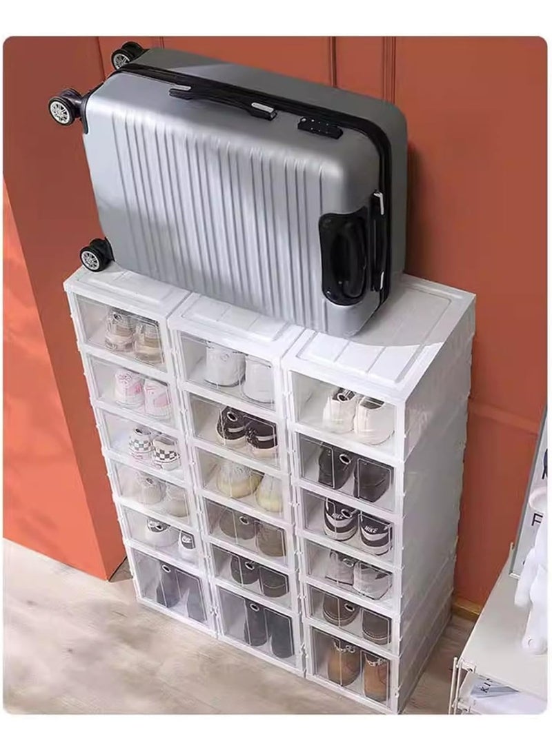 كيمايا صندوق منظم لتخزين الأحذية شفاف (عبوة من 6 قطع) | خزانة أحذية قابلة للطي والتكديس، صناديق أحذية بلاستيكية شفافة قابلة للطي للخزانة وغرفة النوم والمدخل - Image 5
