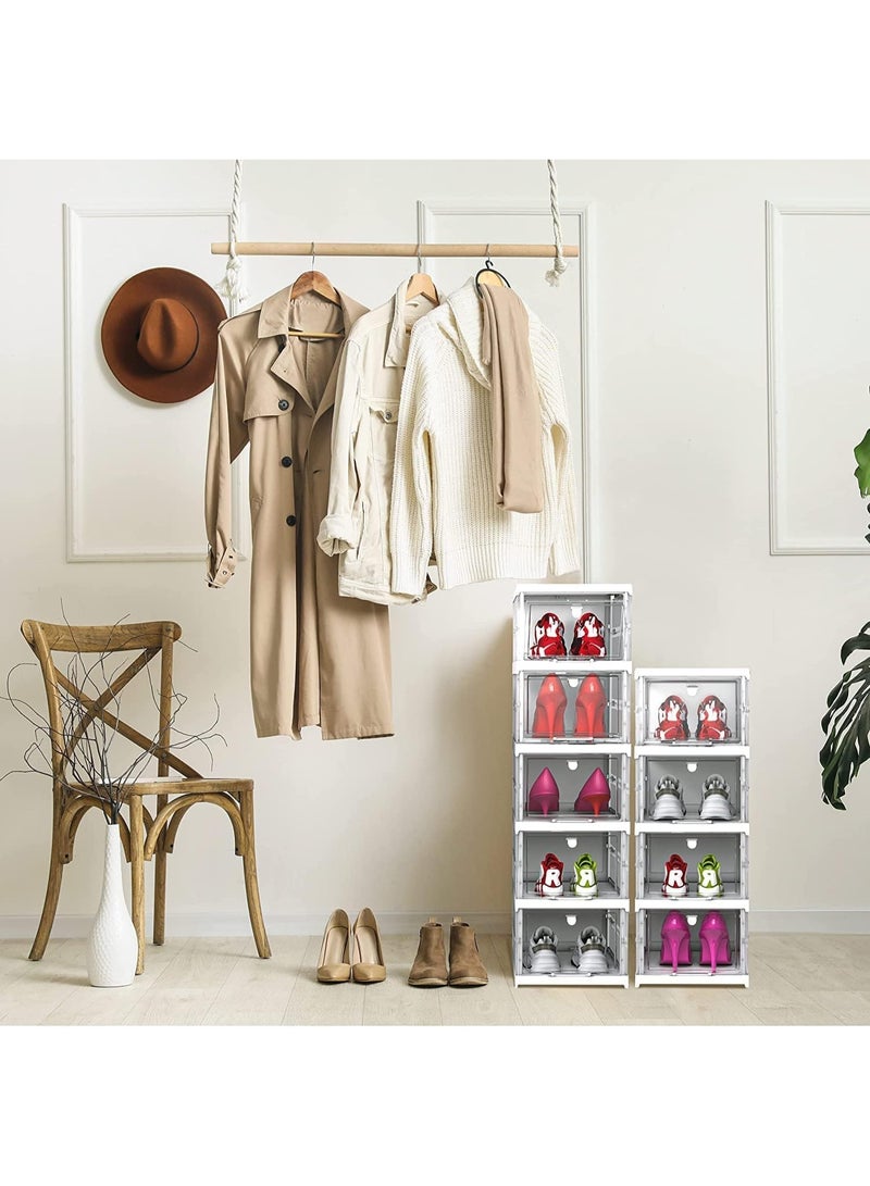 Kimaya Shoe Storage Organizer, Clear Installation-free Foldable Shoe Rack Stackable Shoe Box Pack, Portable Cabinet Rack (Transparent 6 Tier) - Image 4