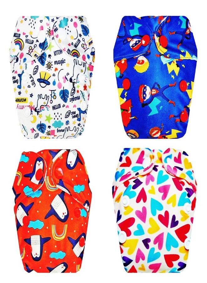 Dumbledo Premium Newborn Cloth Diaper with Integrated Soaker (Pack of 4) | Hypoallergenic | 6-Layer Absorbent Pad | Adjustable Snaps | Worry-Free Diapering | 0 - 4 Months | Unisex Baby - Image 1