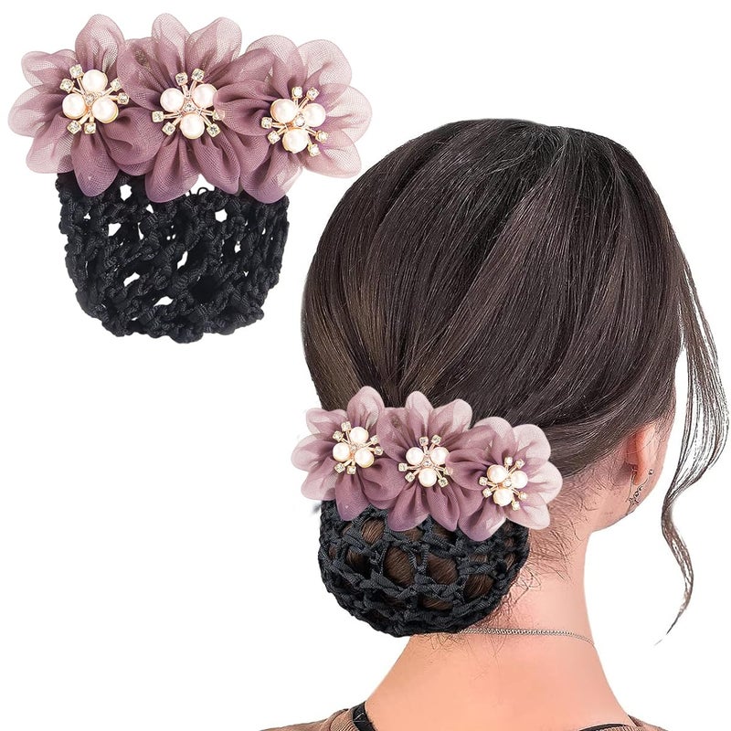 M'AYCREATE MAYCREATE® Hair Bun Accessories for Women, Flower Hair Snood Net, Stylish Pearl Mesh Bun Maker for Hair, Hair Bun Cover Hairnet for Daily, Work, Dancer - Image 1