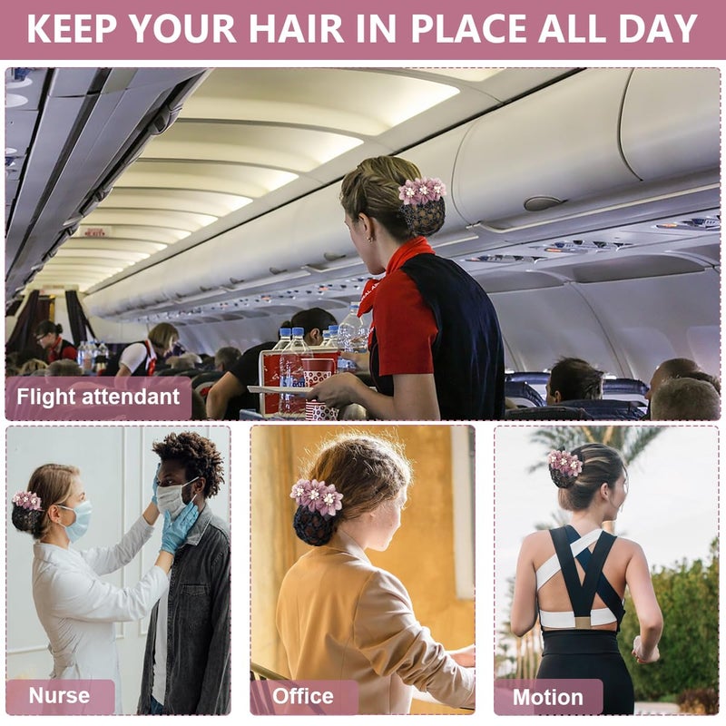 M'AYCREATE MAYCREATE® Hair Bun Accessories for Women, Flower Hair Snood Net, Stylish Pearl Mesh Bun Maker for Hair, Hair Bun Cover Hairnet for Daily, Work, Dancer - Image 5