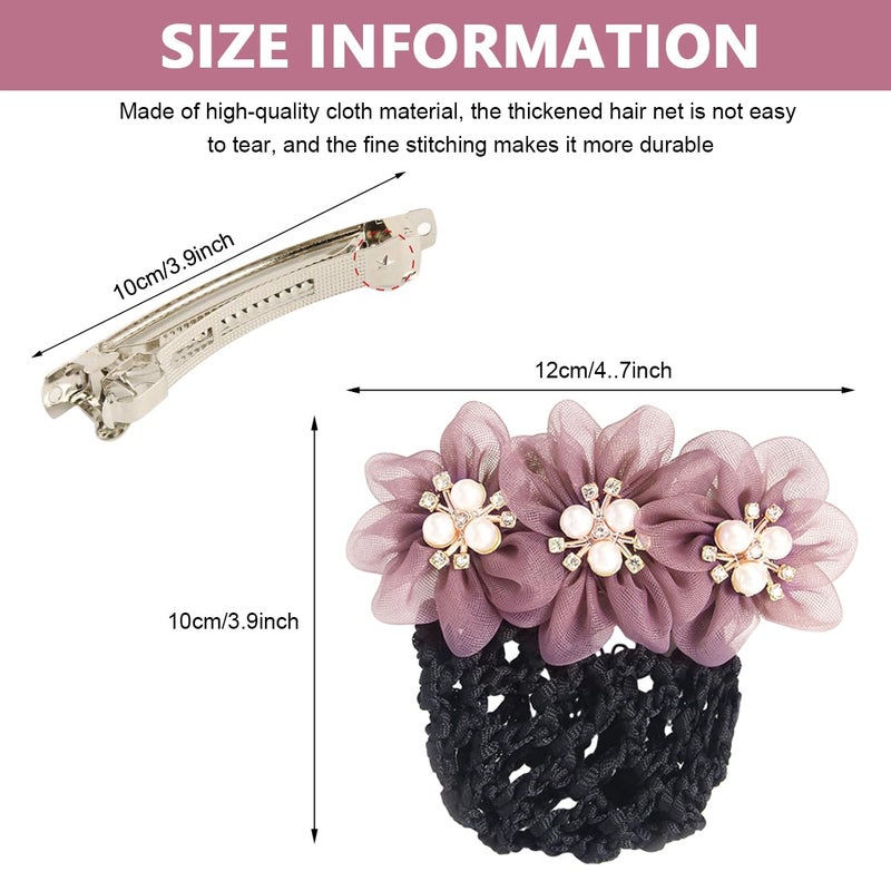 M'AYCREATE MAYCREATE® Hair Bun Accessories for Women, Flower Hair Snood Net, Stylish Pearl Mesh Bun Maker for Hair, Hair Bun Cover Hairnet for Daily, Work, Dancer - Image 2