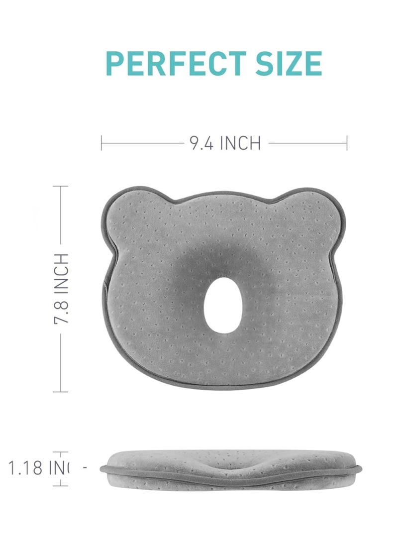 Baby Head Shaping Pillow, Baby Pillow 3D Memory Foam Pillow for Infants and Newborn Baby, Neck Support, Baby Pillow Breathable Set for Infants & Toddlers (Dark Grey)  - Image 4