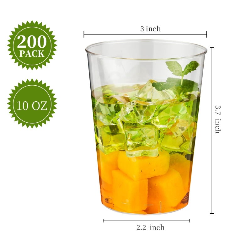 RACETOP 10 oz 200 Pack Clear Plastic Cups  Disposable Clear Plastic Cups for Parties  Gatherings  Weddings and Festival Events - Image 1