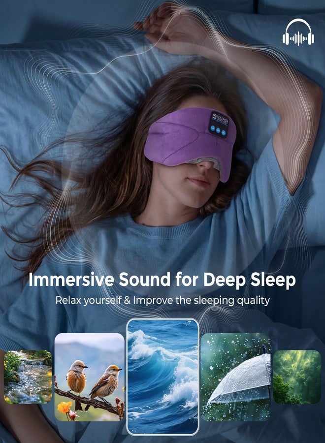 LOVE EYE Sleep Headphones Bluetooth 5.4 Sleeping Eye Mask Wireless Music Earphones with Built-in HD Speakers for Side Sleepers Cotton Sleeping Headphones for Women Men Gifts (Lavender Purple - Image 4