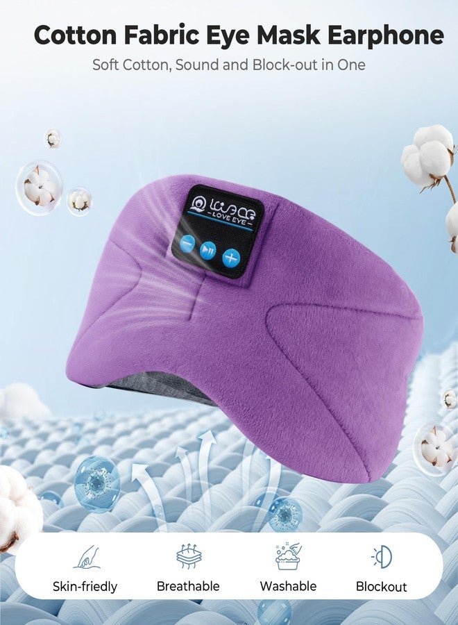 LOVE EYE Sleep Headphones Bluetooth 5.4 Sleeping Eye Mask Wireless Music Earphones with Built-in HD Speakers for Side Sleepers Cotton Sleeping Headphones for Women Men Gifts (Lavender Purple - Image 3