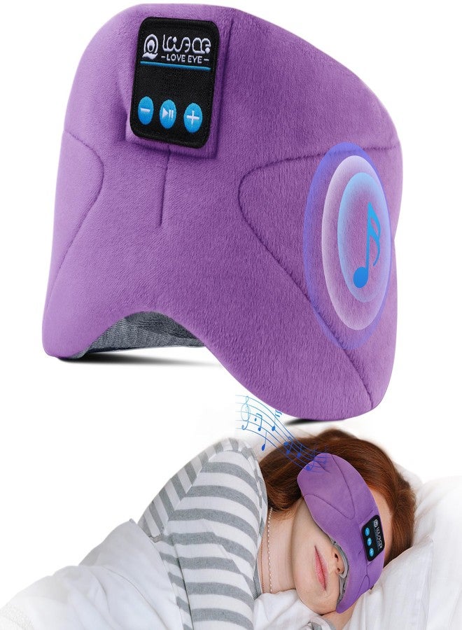 LOVE EYE Sleep Headphones Bluetooth 5.4 Sleeping Eye Mask Wireless Music Earphones with Built-in HD Speakers for Side Sleepers Cotton Sleeping Headphones for Women Men Gifts (Lavender Purple - Image 1