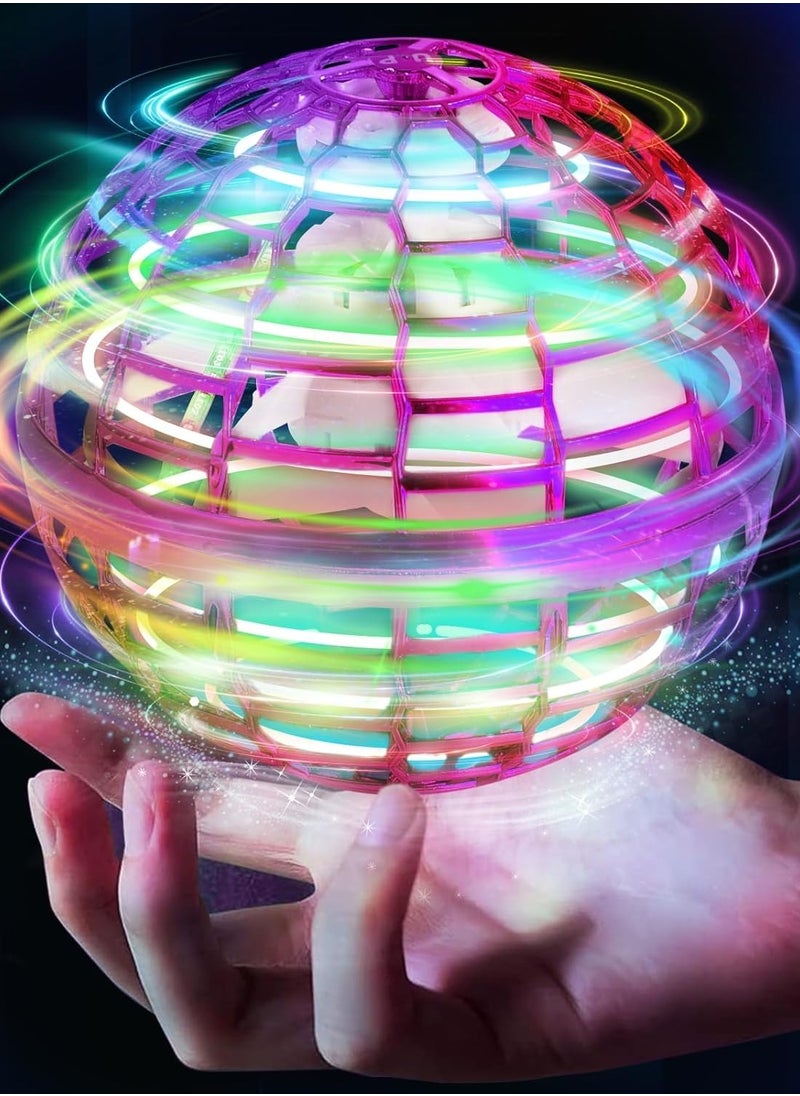Generic Flexible Anti-Collision Flying Spinner Programmable Led Lights Ball Toy 10.4x10.2x10.2cm (Pink)  - Image 1