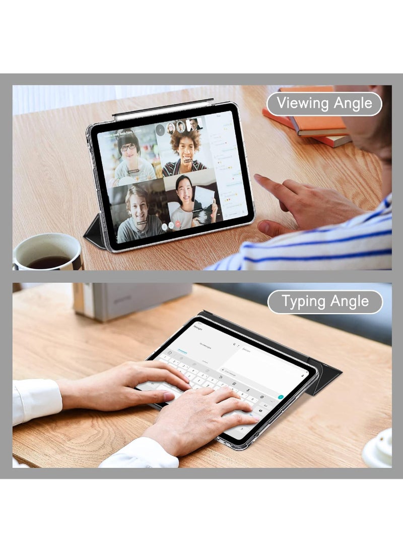 غطاء حماية لجهاز Apple iPad مقاس 10.2 بوصة 2021/2020/2019 (9/8/7) طراز رفيع، غطاء خلفي شفاف مع حامل قلم قابل للسحب، خاصية الاستيقاظ/السكون التلقائي لجهاز iPad مقاس 10.2 بوصة - Image 3